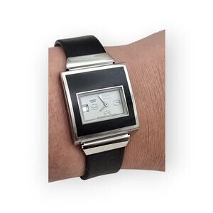 Swatch Rectangular Quartz Watch AG 2006 Adjustable Leather Strap – Y2K Design